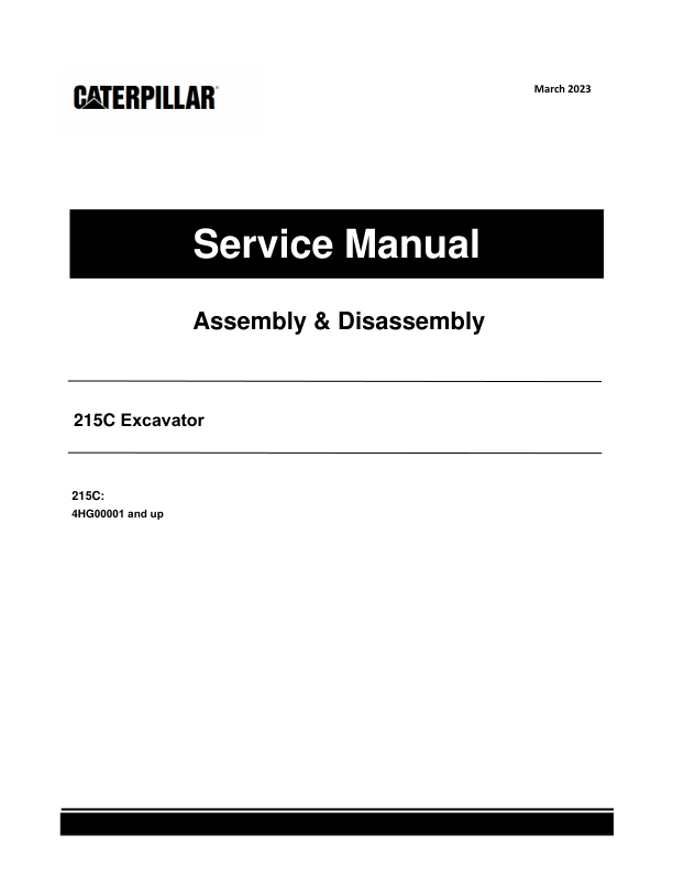 Caterpillar CAT 215C Excavator Service Repair Manual (4HG00001 and up)