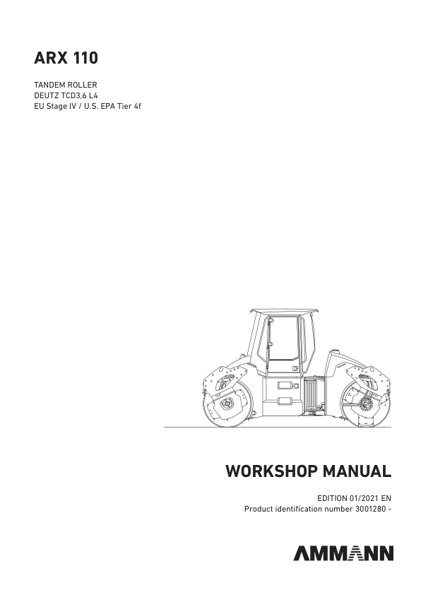 Ammann ARX 110, ARX 110 HF, ARX 110 K Heavy Tandem Roller Workshop Repair Manual