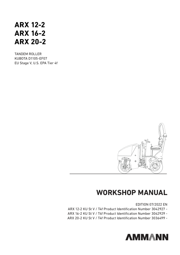 Ammann ARX 12-2 Tandem Roller Workshop Repair Manual