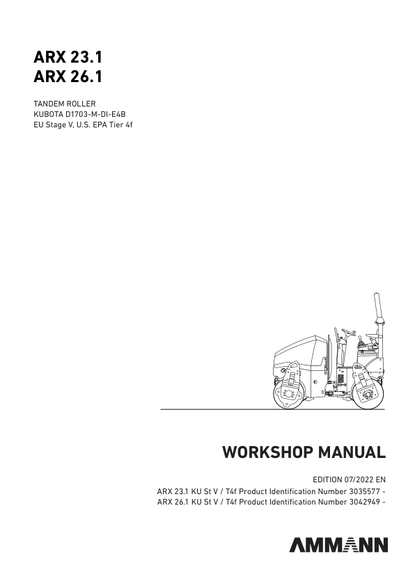 Ammann ARX 23.1, ARX 23.1C Tandem Roller Workshop Repair Manual