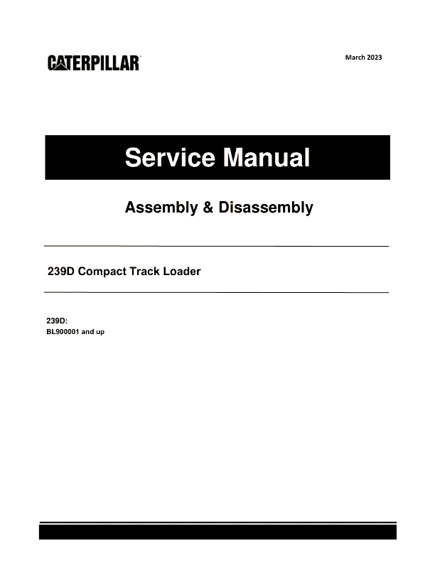 Caterpillar CAT 239D Compact Track Loader Service Repair Manual (BL900001 and up)