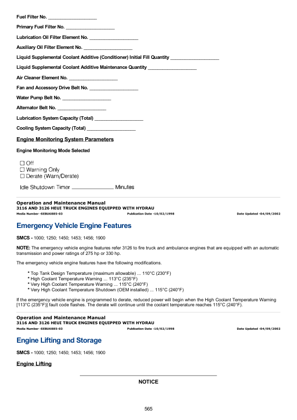 caterpillar cat 3116 truck engine service repair manual 8wl00001 and up 564