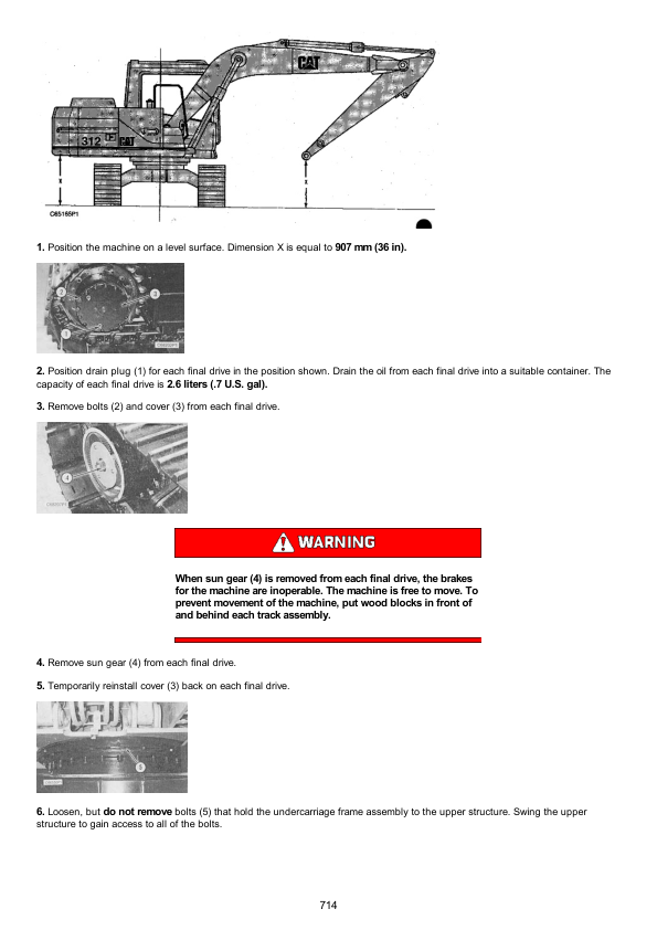 caterpillar cat 312 excavator service repair manual 6bl00001 and up 713