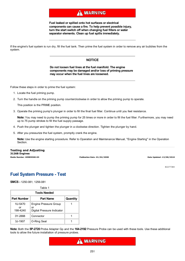 caterpillar cat 3126b engine machine service repair manual bma00001 and up 251