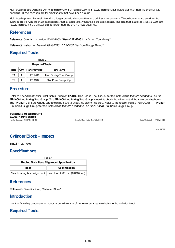 caterpillar cat 3126b marine engine service repair manual 3gs00001 and up 1425