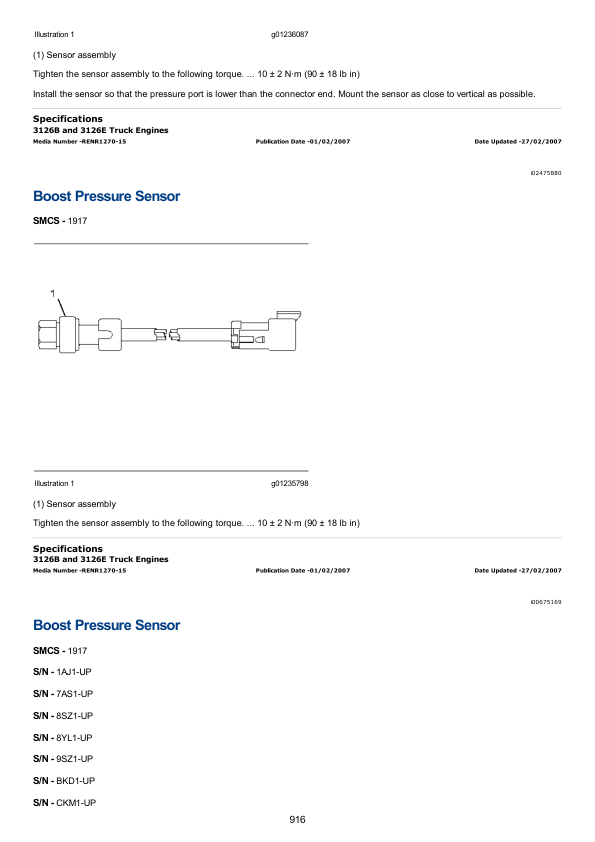 caterpillar cat 3126b truck engine service repair manual 1aj00001 and up 915