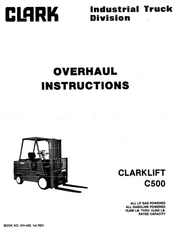 clarklift c500 overhaul manual oh 430 1