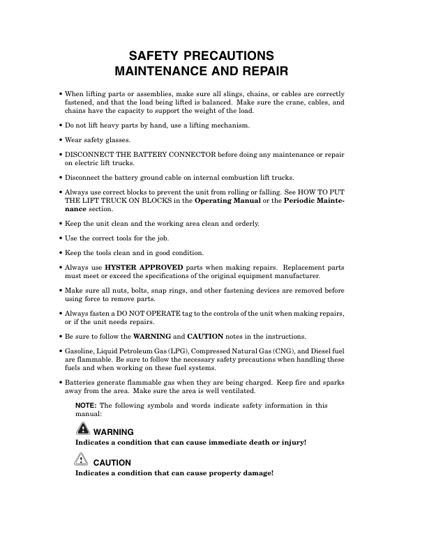 hyster a1 00xl a1 25xl a1 50xl forklift truck c203 series repair manual eu 1
