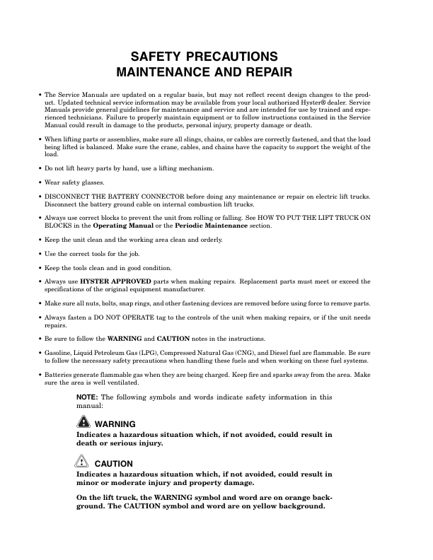 Hyster C60Zac Pallet Truck B478 Series Repair Manual