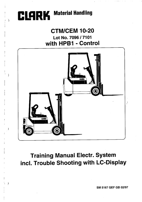 Clark CEM10, CEM12, CEM16, CEM20 Forklift Service Repair Manual