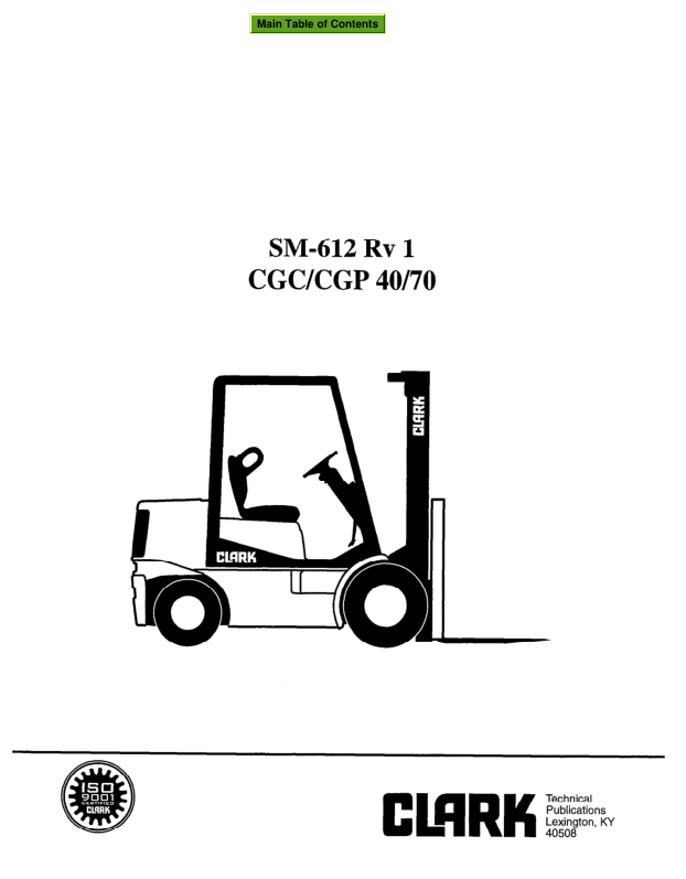 Clark CGP40, CGP45, CGP50, CGP55, CDC60, CDC70 Forklift Service Repair Manual