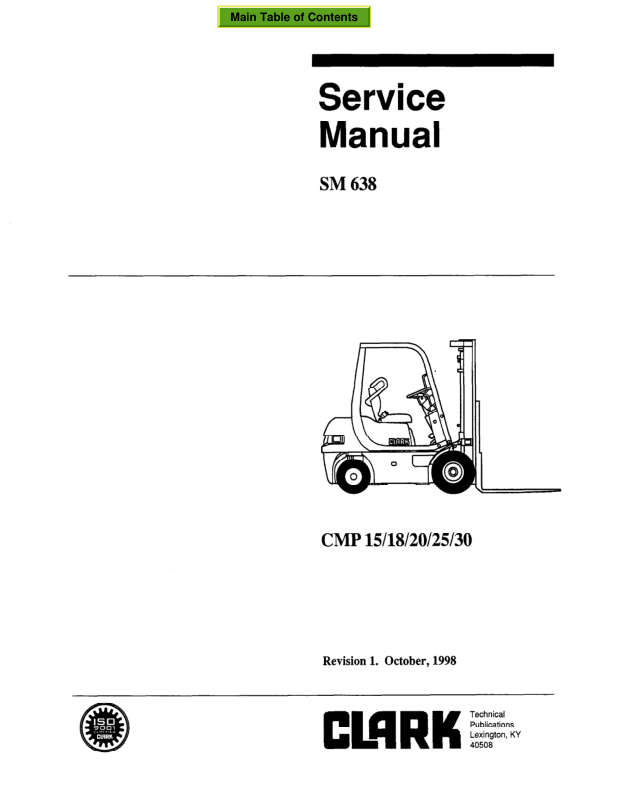 Clark CMP15, CMP18, CMP20, CMP25, CMP30 Forklift Service Repair Manual