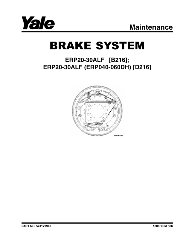 yale erp040dh erp050dh erp060dh forklift d216 series repair manual 1 1