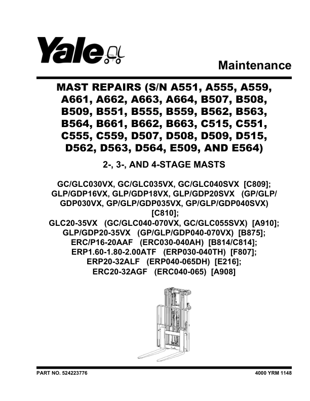 yale erp16aaf erc16aaf erp18aaf erc18aaf erp20aaf erc20aaf forklift b814 service repair manual 1 1