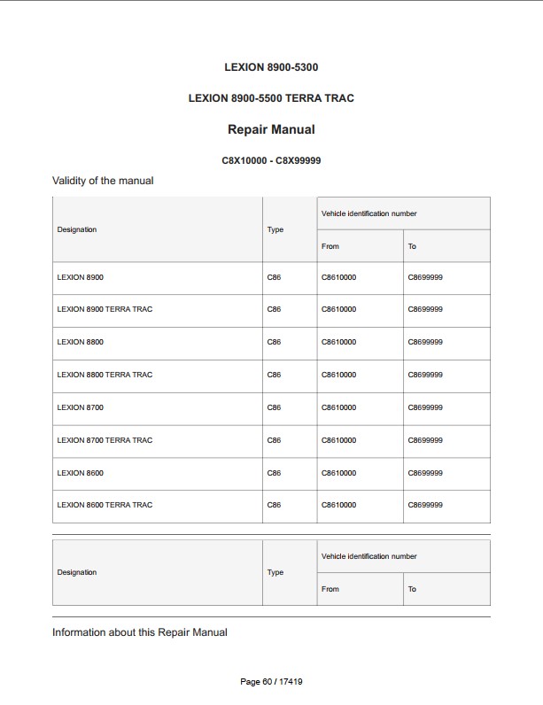CLAAS 6900, 6800, 6700, 6600 (C84) Operators, Technical, Repair Manual