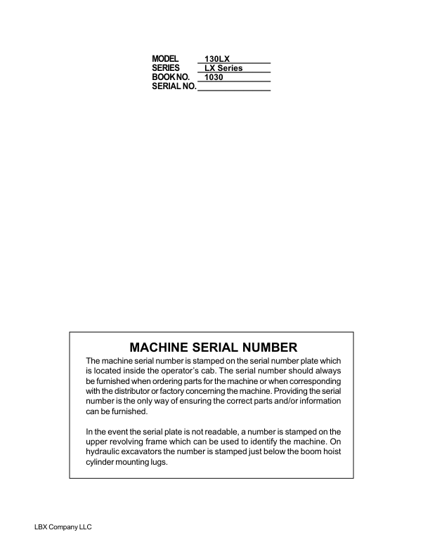 Linkbelt 130LX Excavator Service Repair Manual