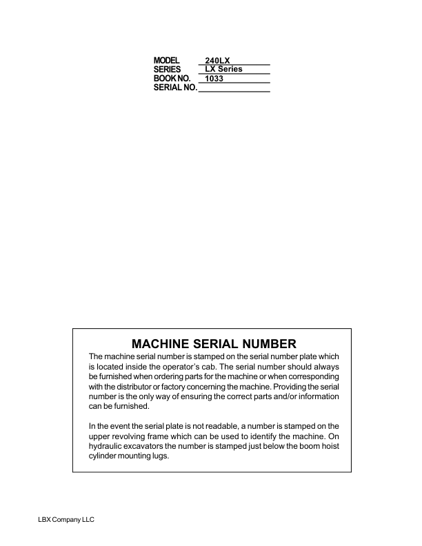 Linkbelt 240LX Excavator Service Repair Manual