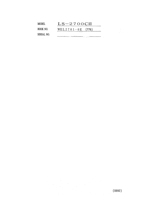 Linkbelt LS-2700 C2 Excavator Service Repair Manual