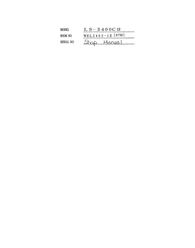 Linkbelt LS-3400 C2 Excavator Service Repair Manual