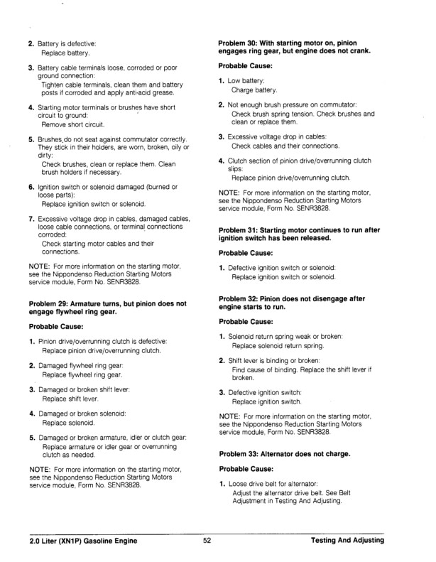 Caterpillar 2.0 Liter (XN1P) Gasoline Engine Specifications Systems Operation Testing and Adjusting SENB8237-04-2