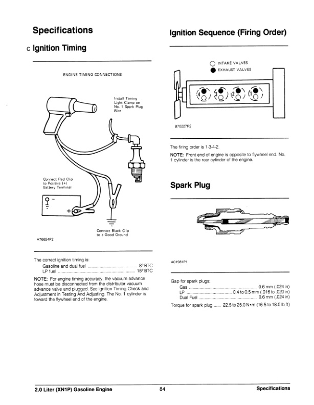 Caterpillar 2.0 Liter (XN1P) Gasoline Engine Specifications Systems Operation Testing and Adjusting SENB8237-04-5