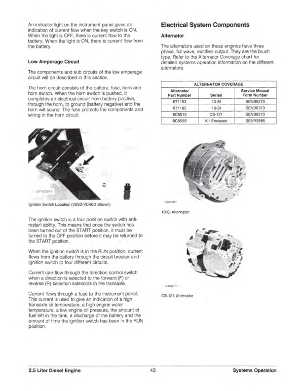 Caterpillar 2.5 Liter (XD3P) Diesel Engine Specifications Systems Operation Testing and Adjusting SENB8238-03-2