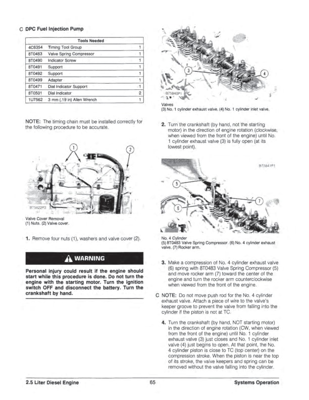 Caterpillar 2.5 Liter (XD3P) Diesel Engine Specifications Systems Operation Testing and Adjusting SENB8238-03-4