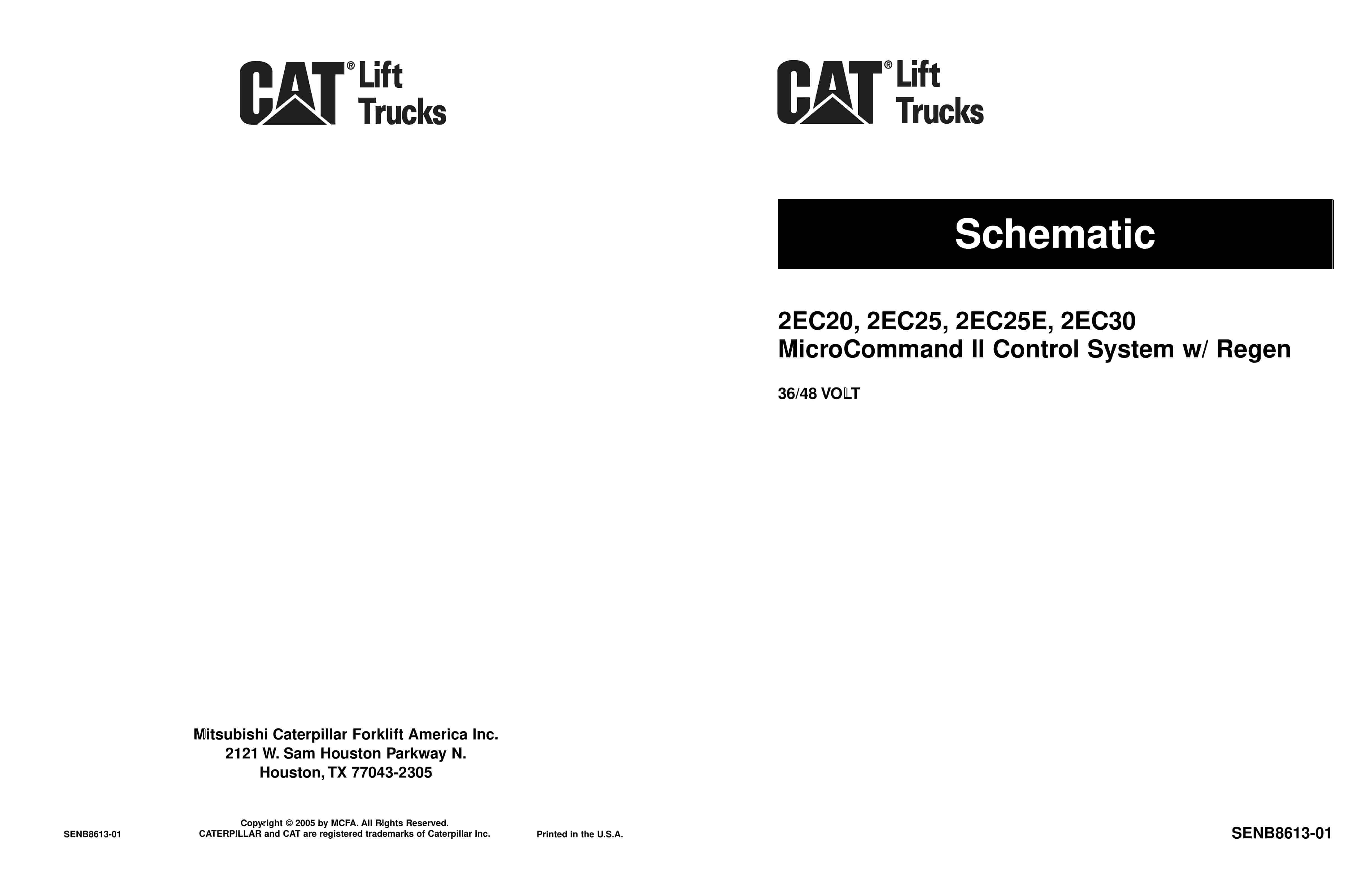 Caterpillar 2EC20 to 2EC30 MicroCommand II Control System w-Regen Schematic SENB8613-01