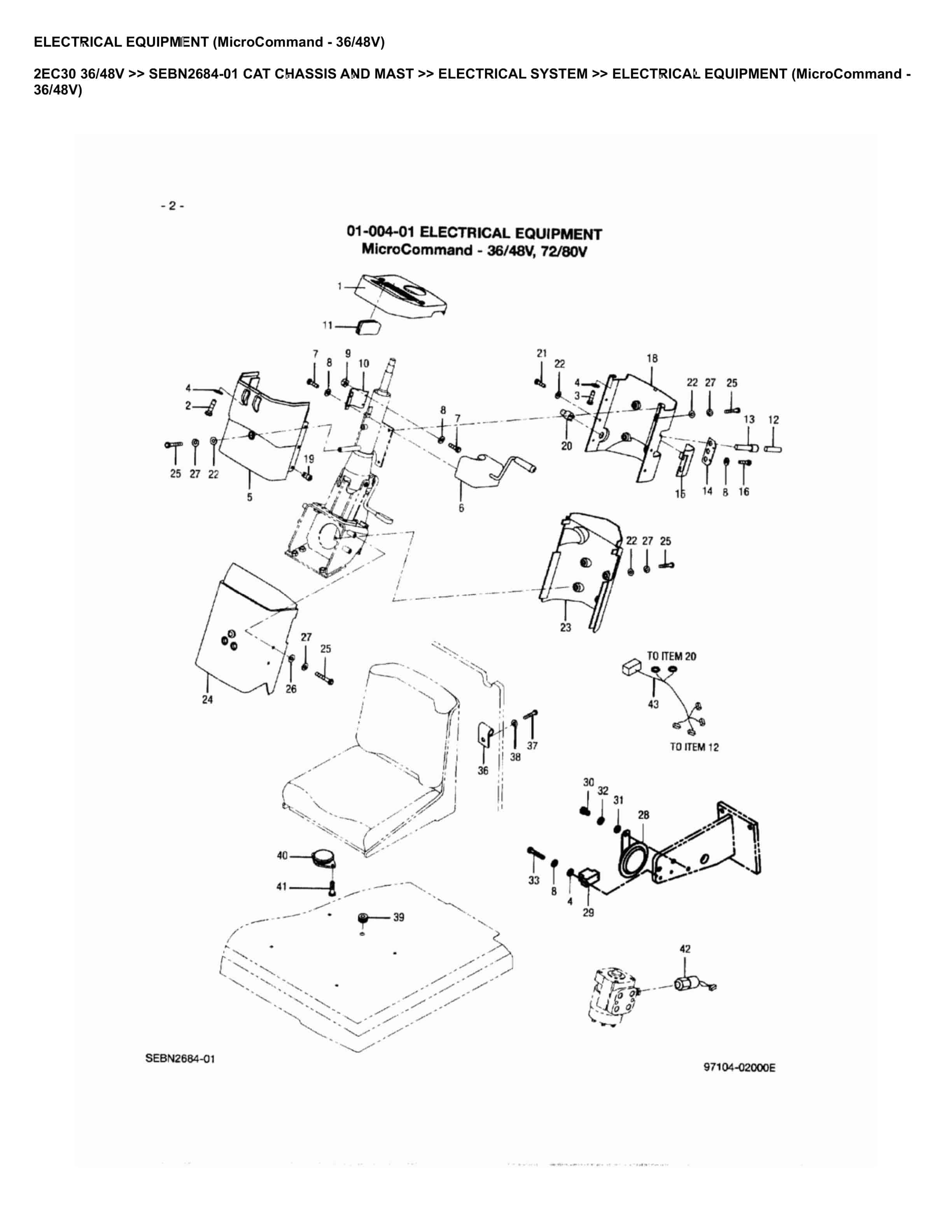 Caterpillar 2EC30 36 48V Parts Manual SEBN2684-01