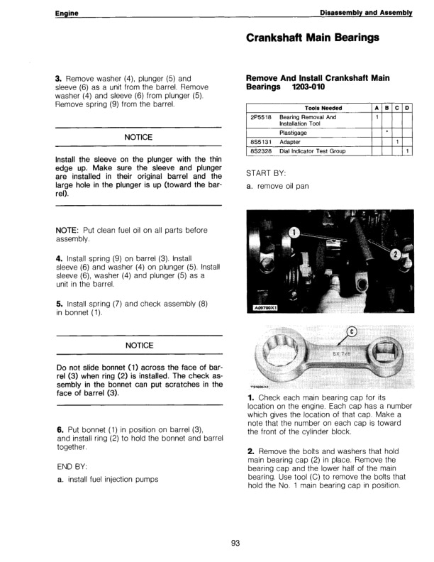 Caterpillar 3208, 3208T Vehicular Engines Disassembly and Assembly SENB8324-5