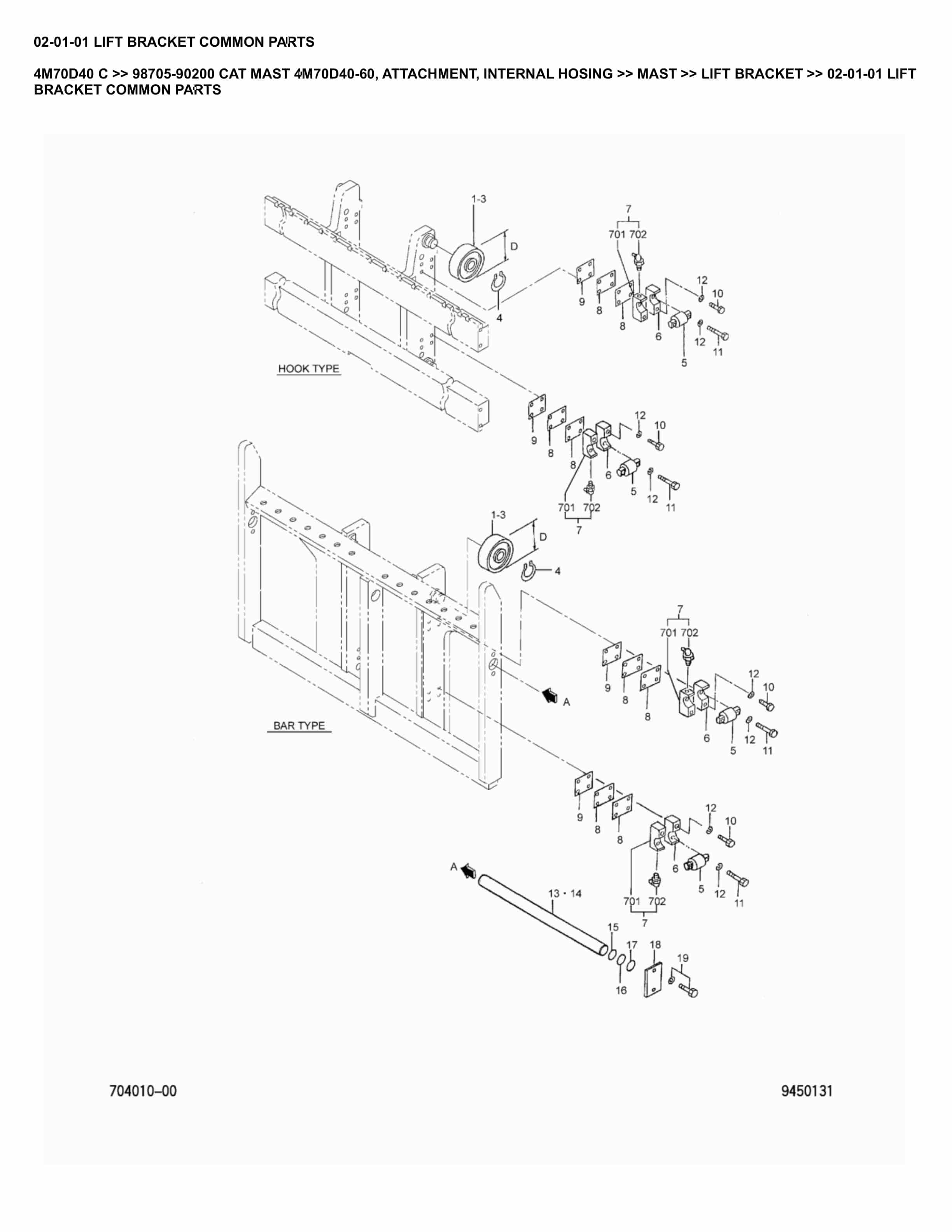 Caterpillar 4M70D40 C Parts Manual 98705-90200