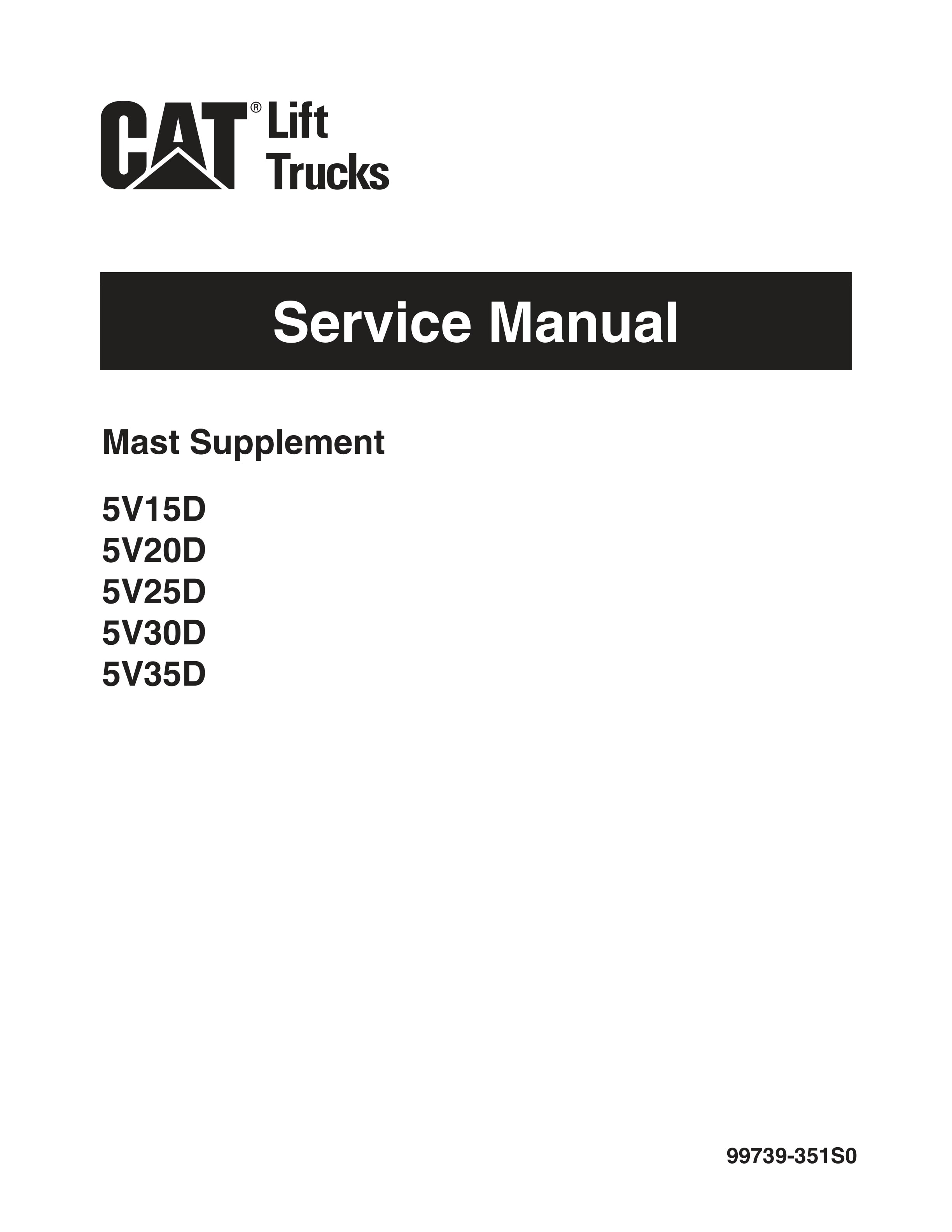Caterpillar 5V15D to 5V35D Mast Supplement Service Manual 99739-351S0