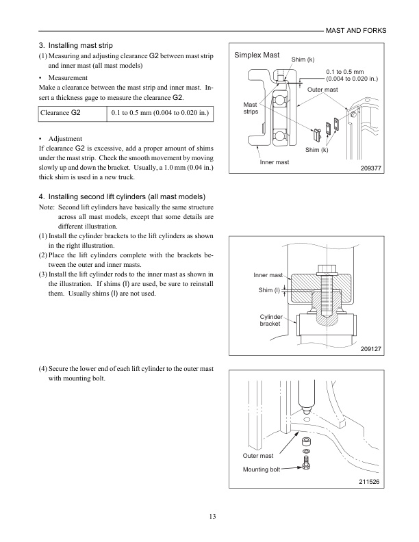 Caterpillar 5V15D to 5V35D Mast Supplement Service Manual 99739-351S0-2
