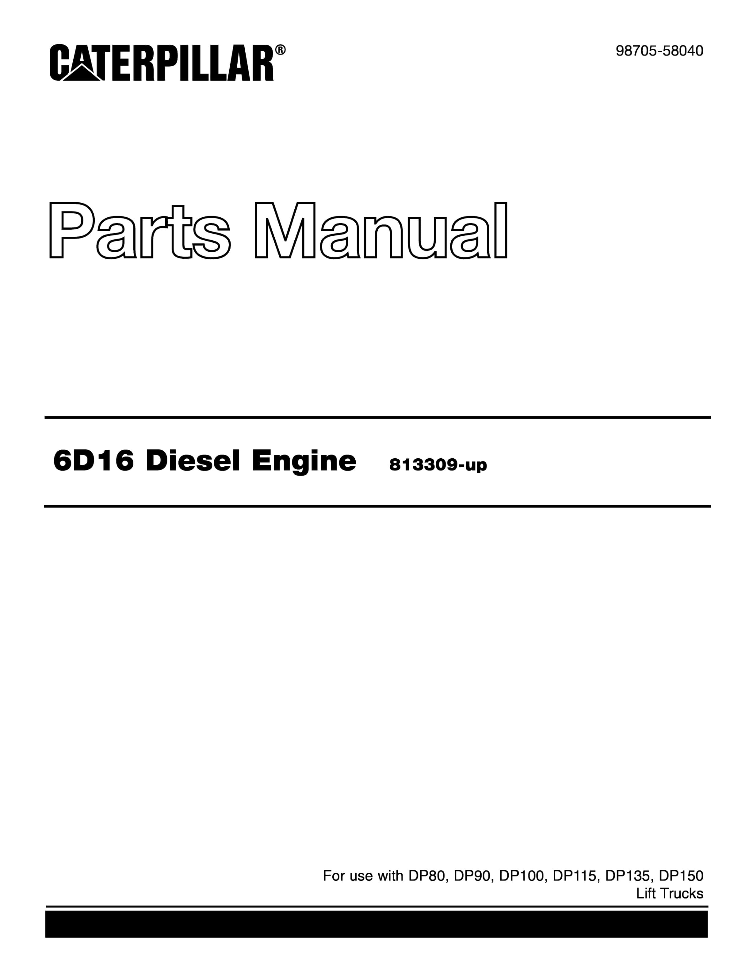 Caterpillar 6D16 Diesel Engine Parts Manual 98705-58040