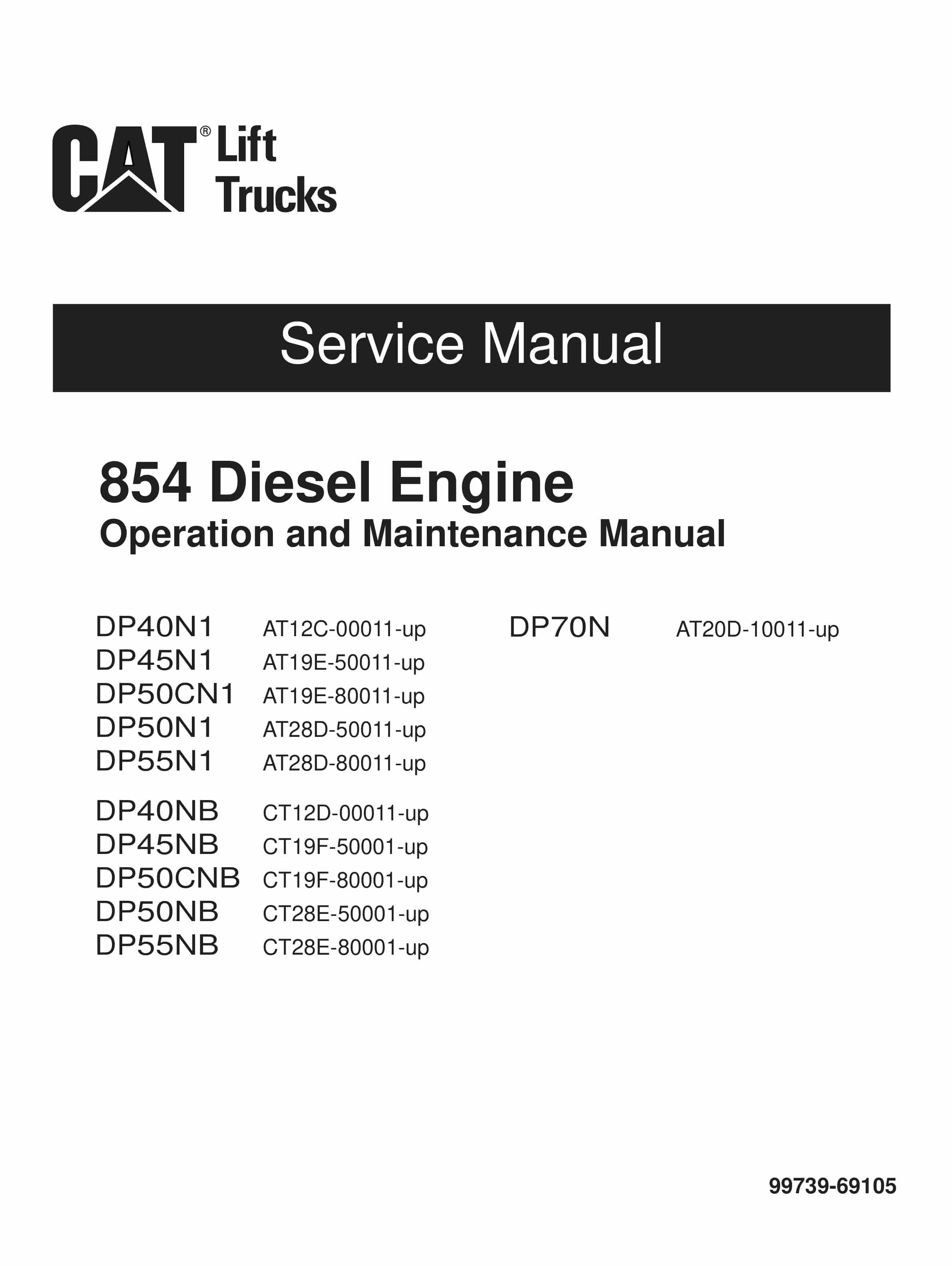 Caterpillar 854 Diesel Engine Operation and Maintenance Manual Service Manual 99739-69105