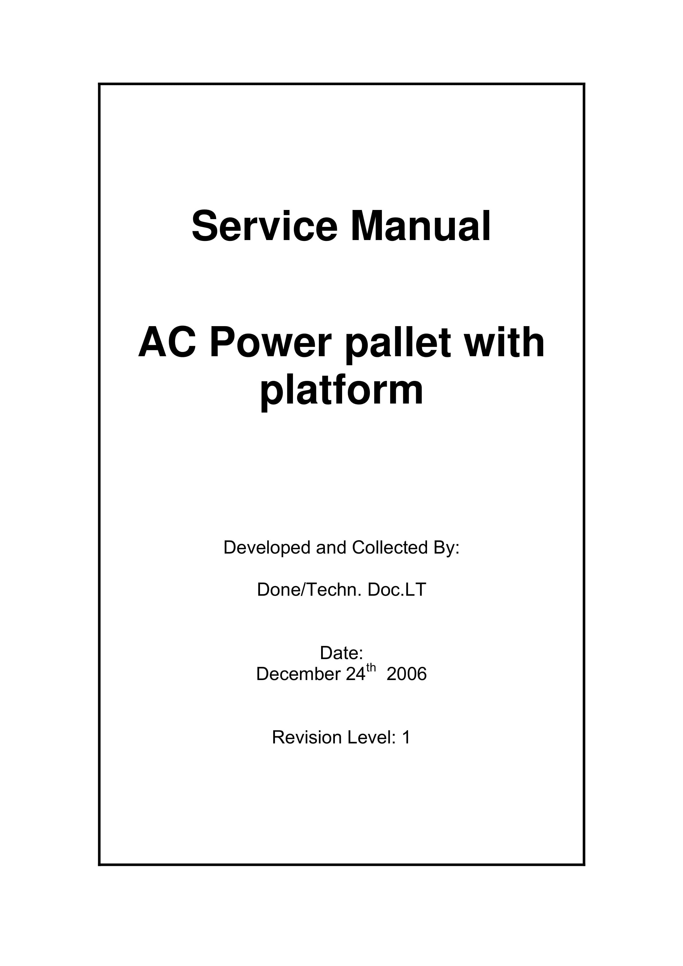 Caterpillar AC Power Pallet with Platform Service Manual WHSM0003 FR