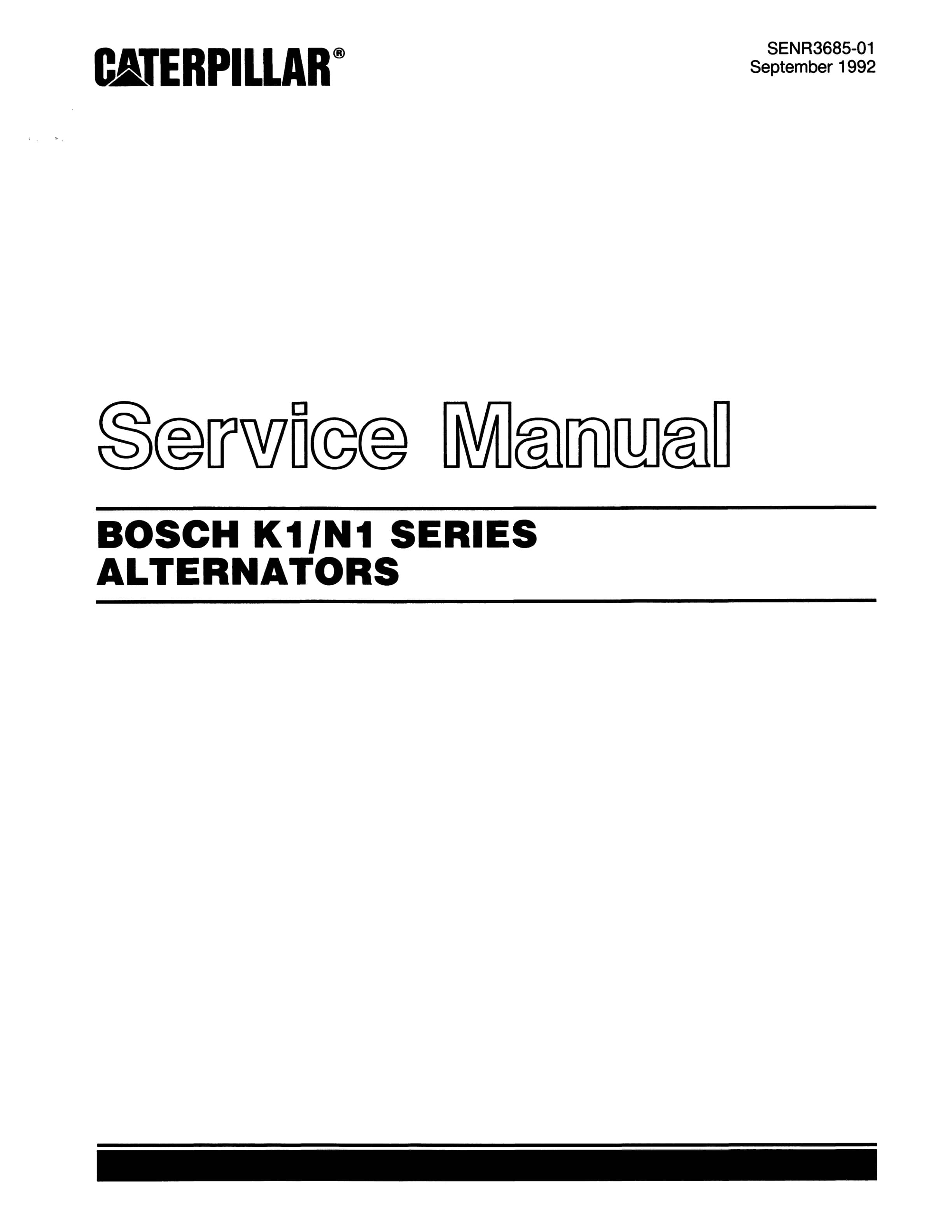 Caterpillar Bosch K1-N1 Series Alternators Service Manual SENR3685-01