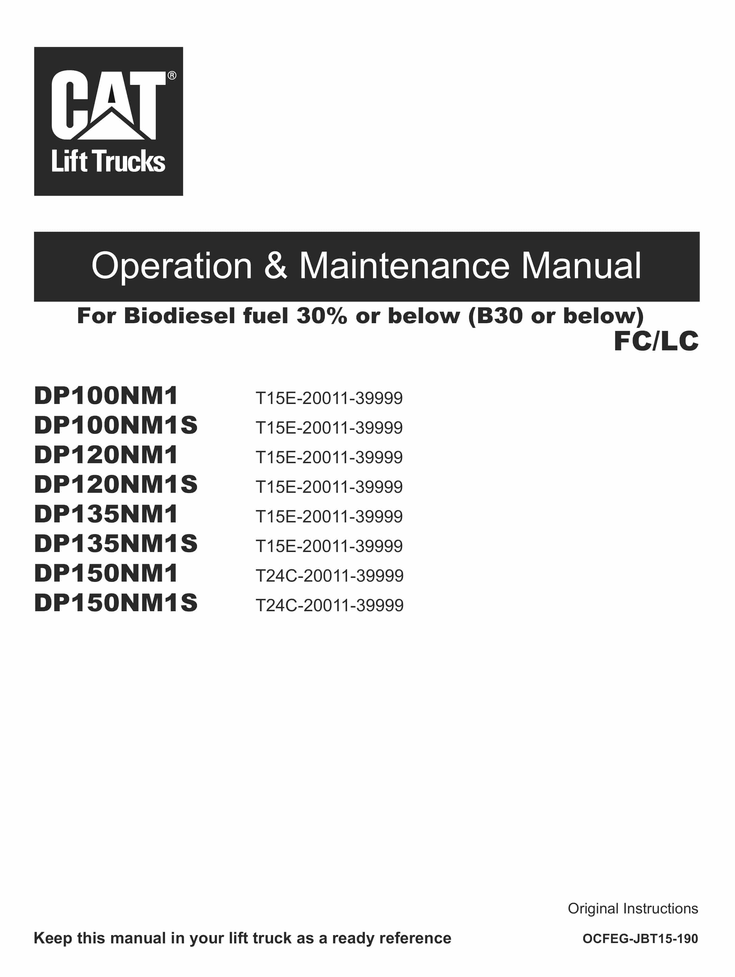 Caterpillar DP100NM1 to DP150NM1S Operation and Maintenance Manual OCFEG-JBT15-190