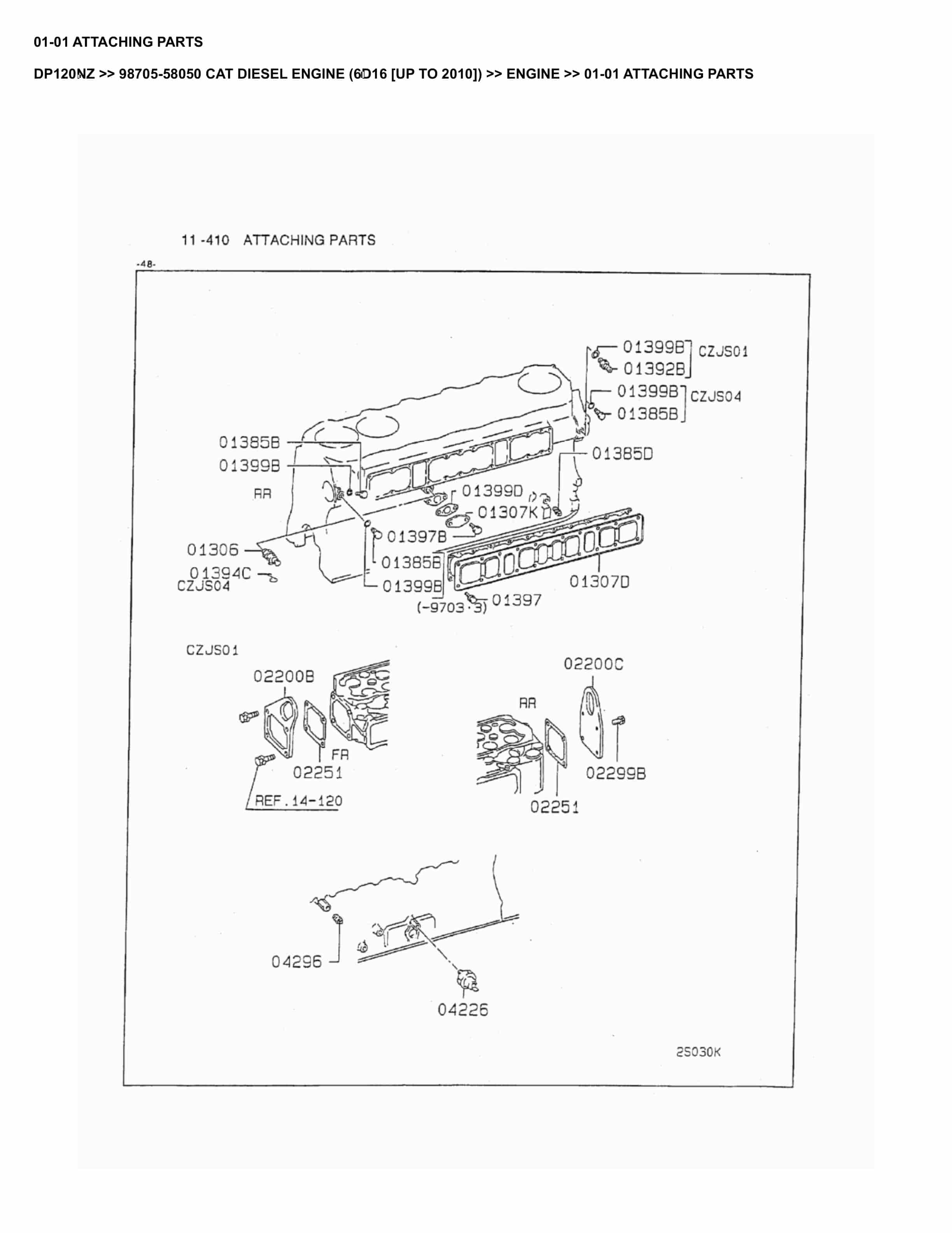 Caterpillar DP120NZ Parts Manual 98705-58050