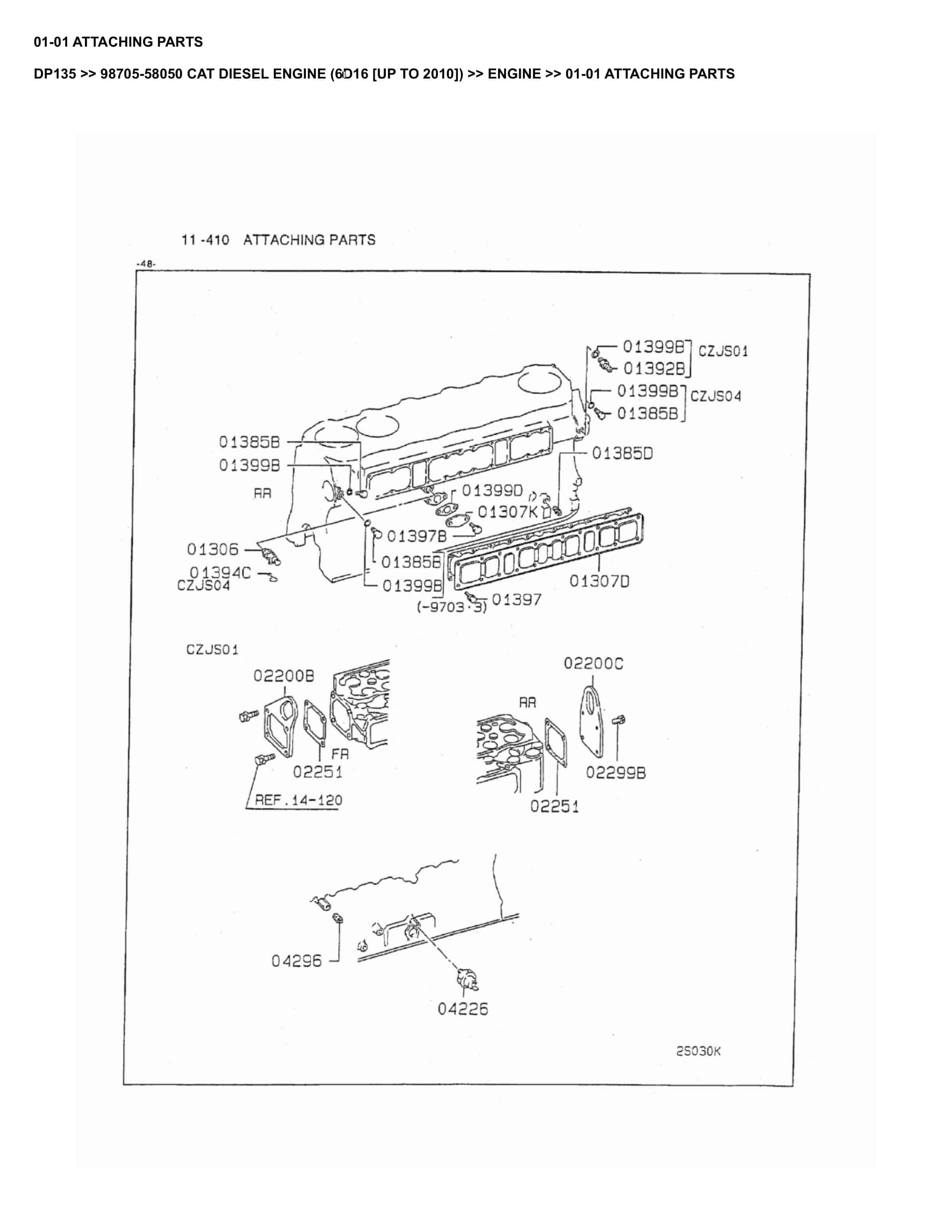 Caterpillar DP135 Parts Manual 98705-58050