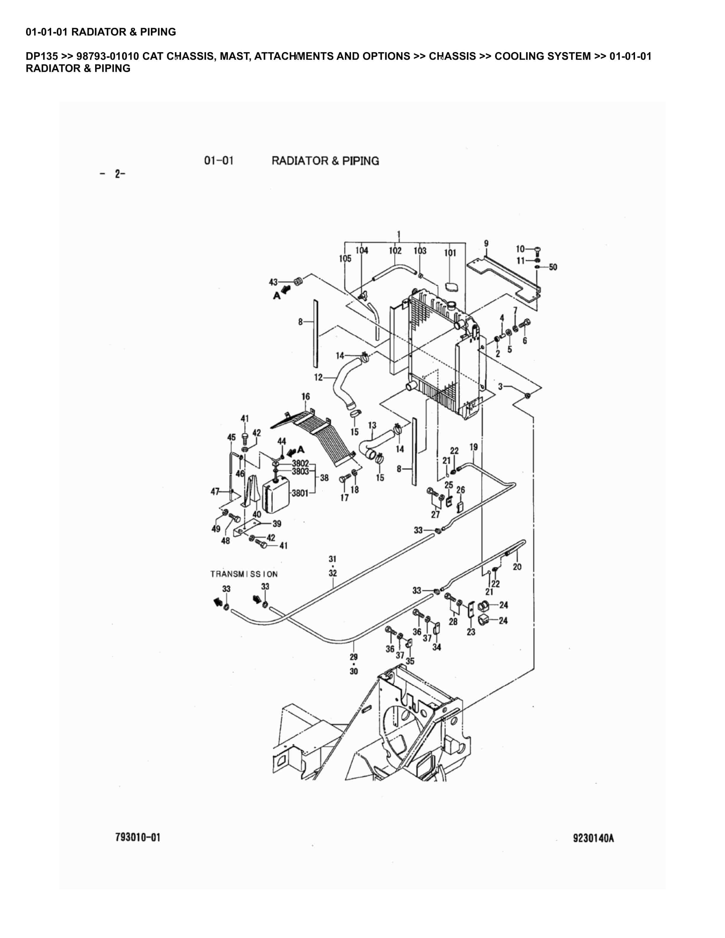 Caterpillar DP135 Parts Manual 98793-01010