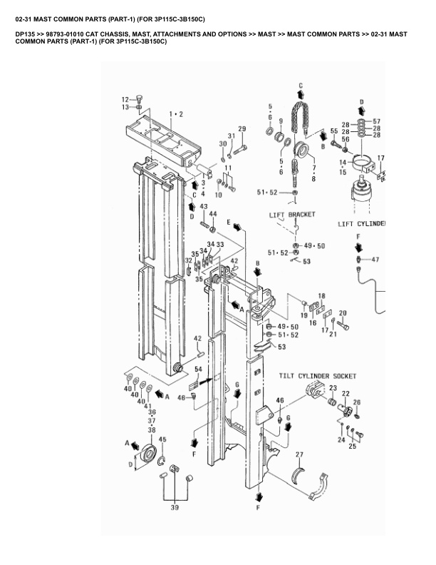 Alternative view of Caterpillar DP135 Parts Manual 98793-01010