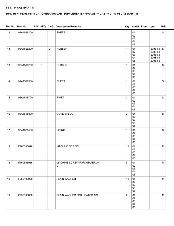 Alternative view of Caterpillar DP135N Parts Manual 98793-03111