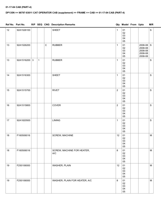 Alternative view of Caterpillar DP135N Parts Manual 98797-03011