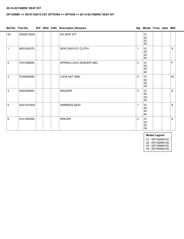 Alternative view of Caterpillar DP135NM1 Parts Manual 98797-82010