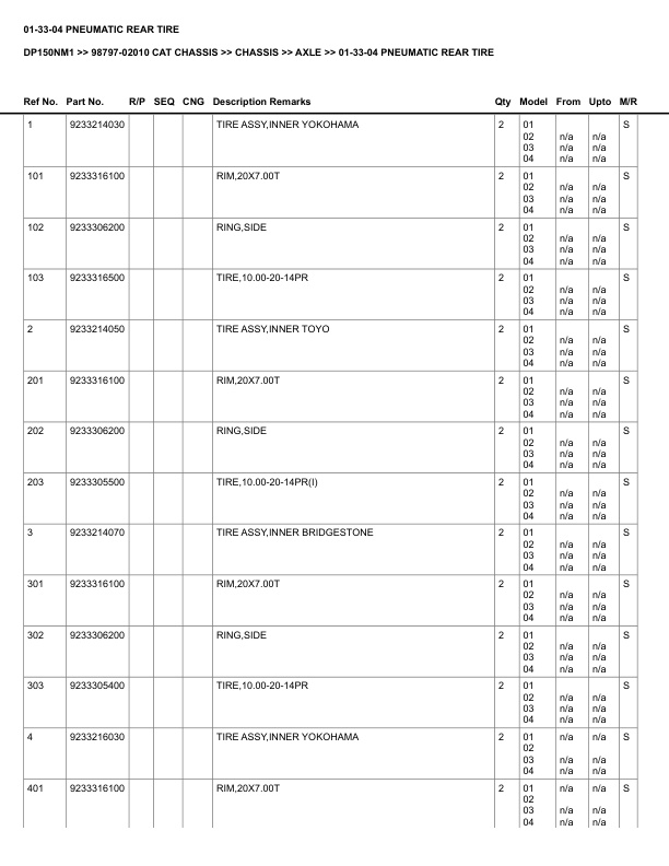 Alternative view of Caterpillar DP150NM1 Parts Manual 98797-02010