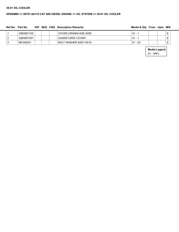 Alternative view of Caterpillar DP60NMS Parts Manual 98707-0A110