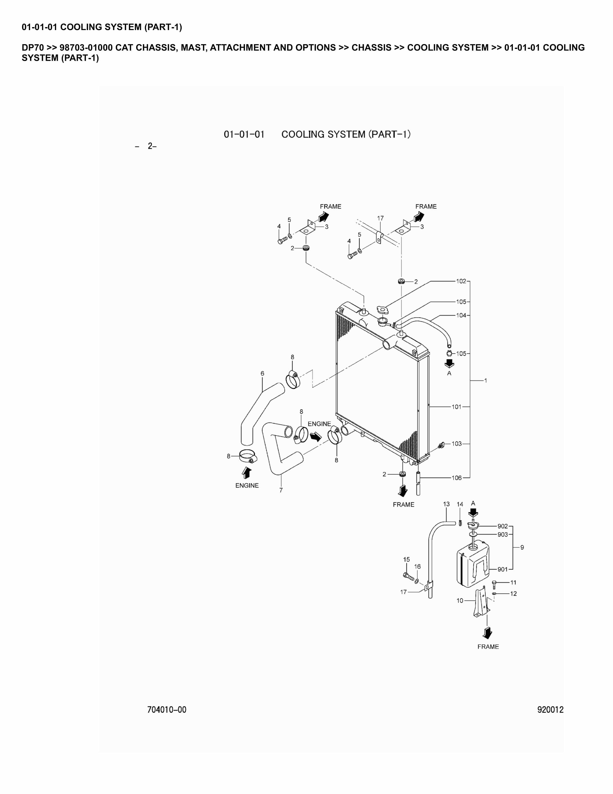 Caterpillar DP70 Parts Manual 98703-01000