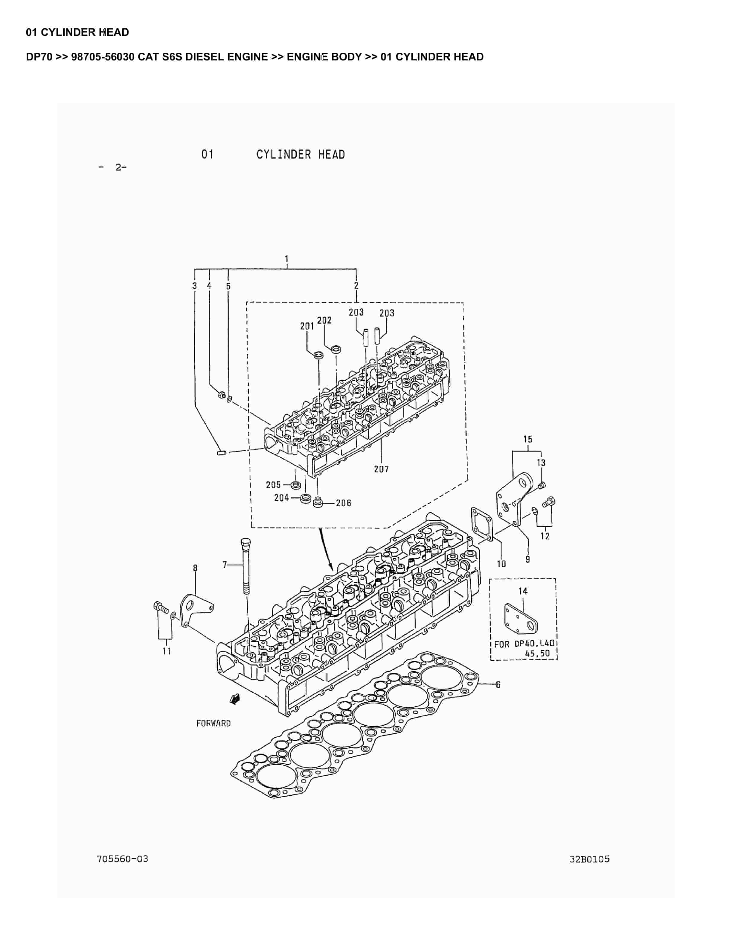 Caterpillar DP70 Parts Manual 98705-56030