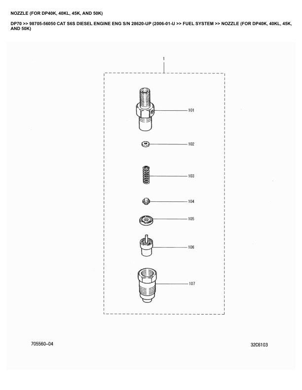 Alternative view of Caterpillar DP70 Parts Manual 98705-56050